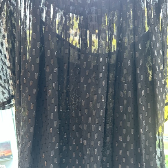 Halston Heritage Black Mini Dress w/ Shimmer Details and Sheer Top - Picture 3 of 5